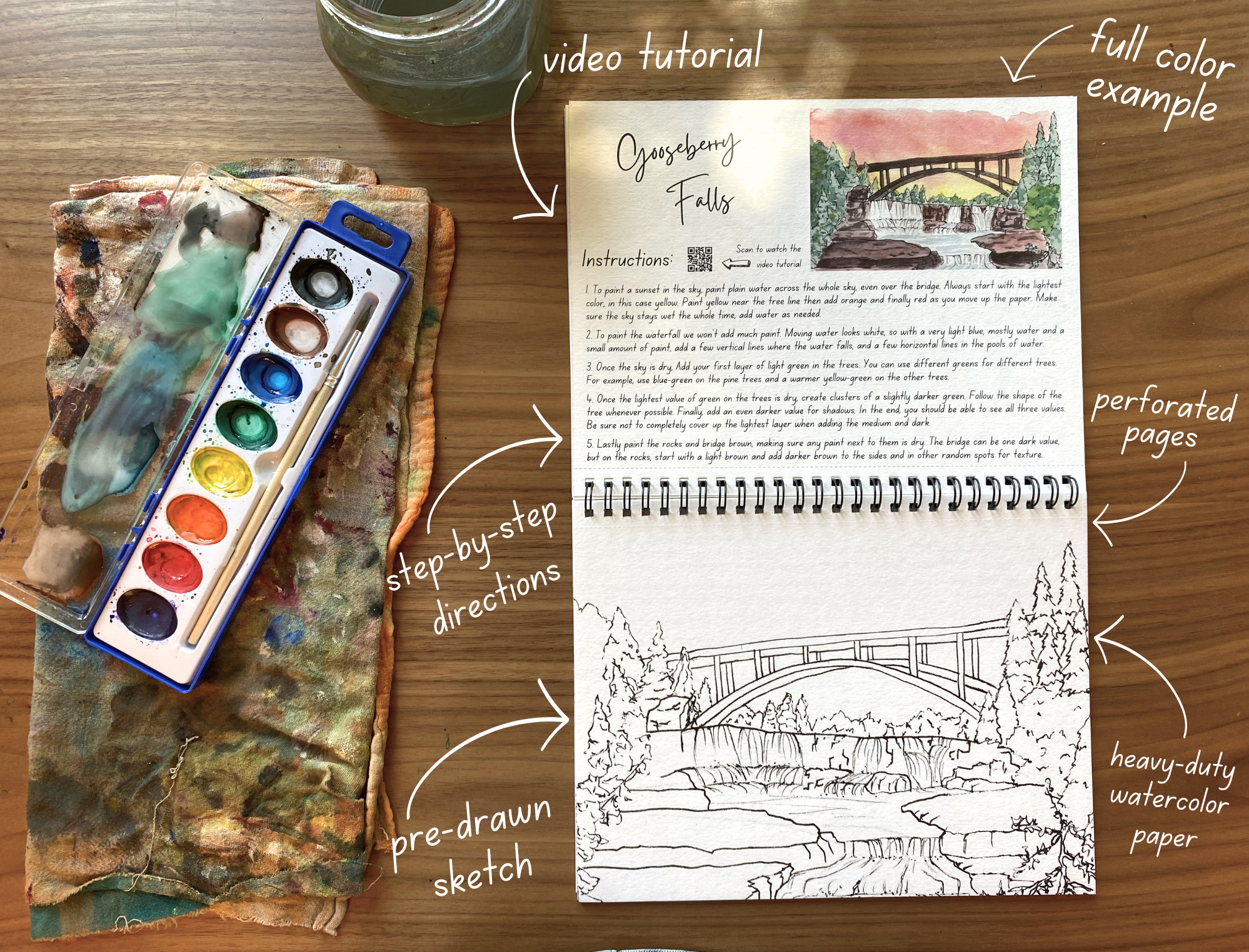 Alyssa Whetstone Art - Wholesale Sketchbook/Sketchpad - Minnesota Watercolor Workbook - Video Directions Included2