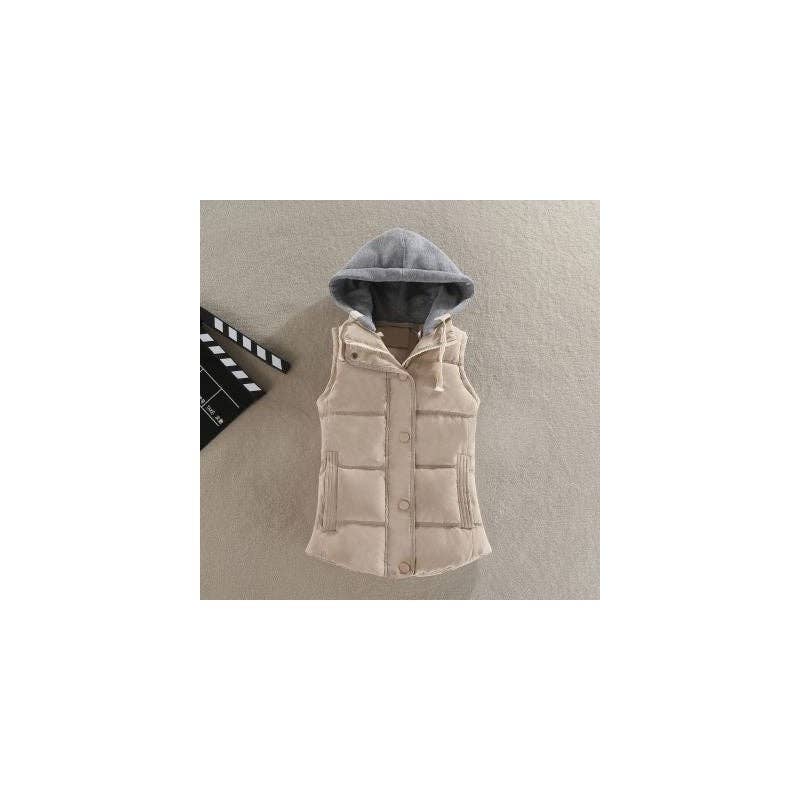 Plush Looks - Wholesale Vest - Dames - Kort katoenen vest met capuchon en trekkoord2