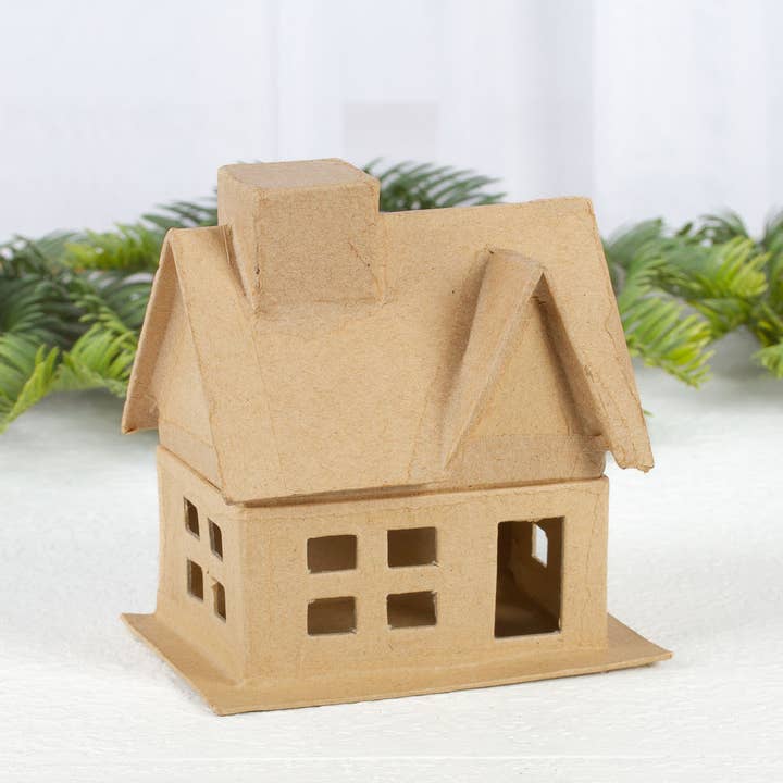 Factory Direct Craft - Wholesale DIY Craft Kit - Premade Paper Mache House Box - 4" x 2-3/4" x 4-1/4"