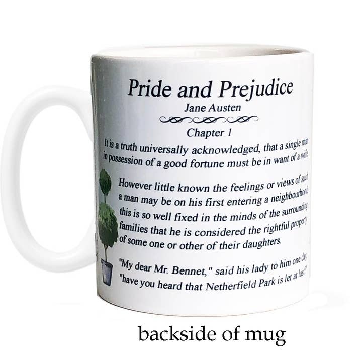Fly Paper Products - Wholesale Coffee Mug - Pride and Prejudice Jane Austen Chapter One Coffee Tea Mug