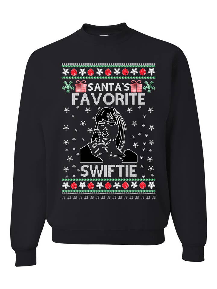 CJS Products LLC - Wholesale Sweatshirt - Unisex - Santa's Favorite Swiftie Sweatshirt Ugly Christmas Sweater
