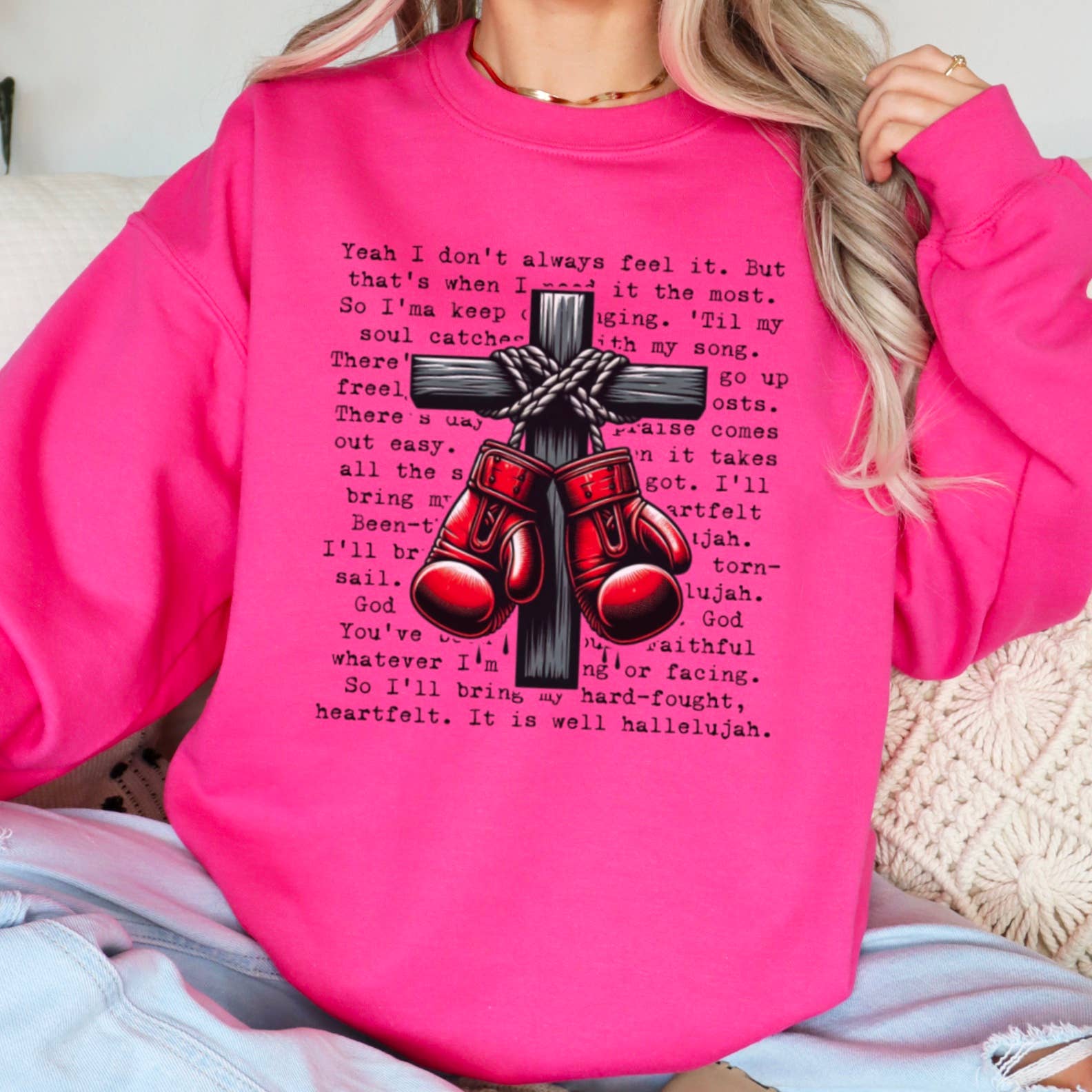 Shoppe SHC – wholesale Graphic sweatshirt – Women’s – Hard Fought Hallelujah  Screen Print Sweatshirt 6