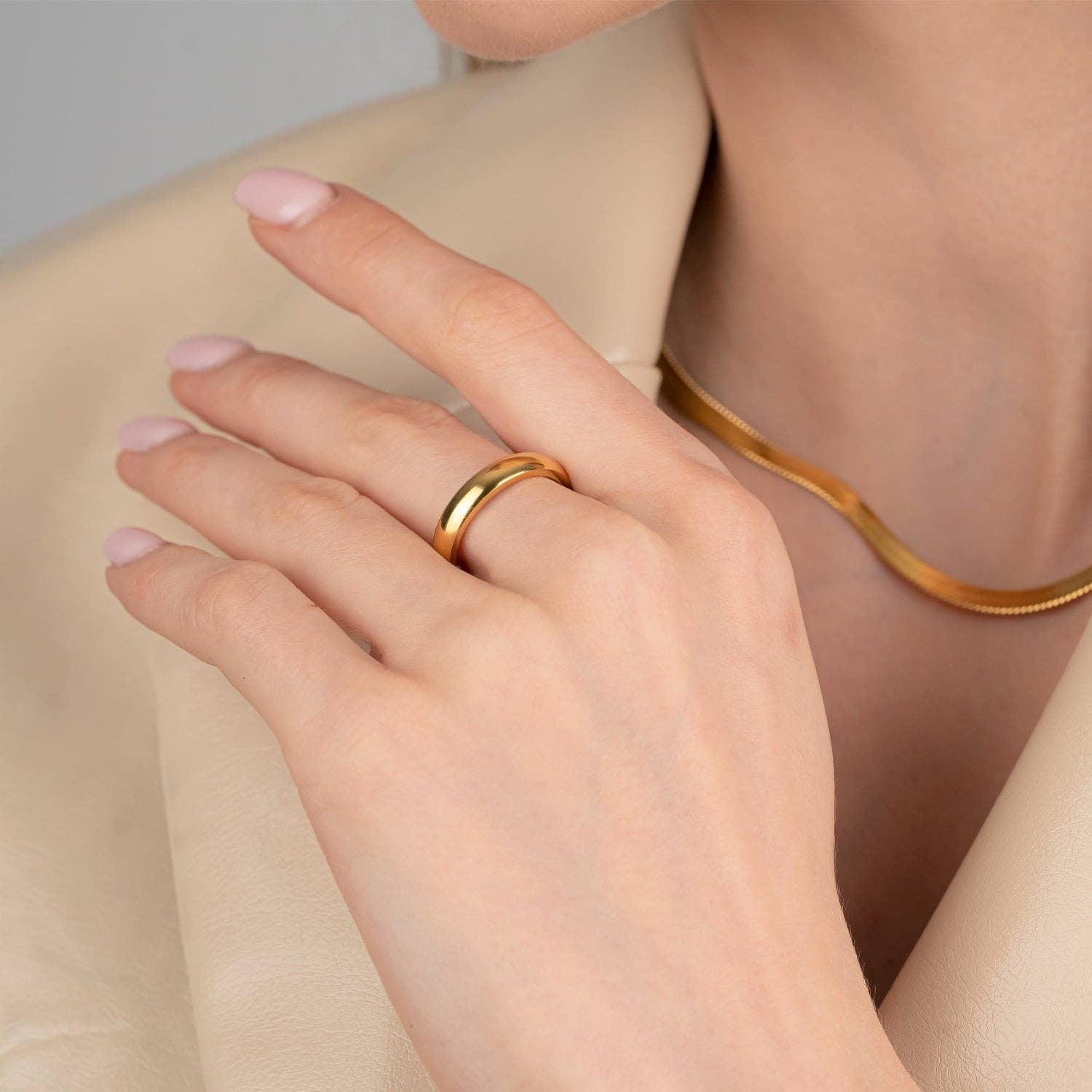 Schmuckgroßhandel - Vente Anneau/bague à empiler - Lena | Bague plaquée or 18 carats2