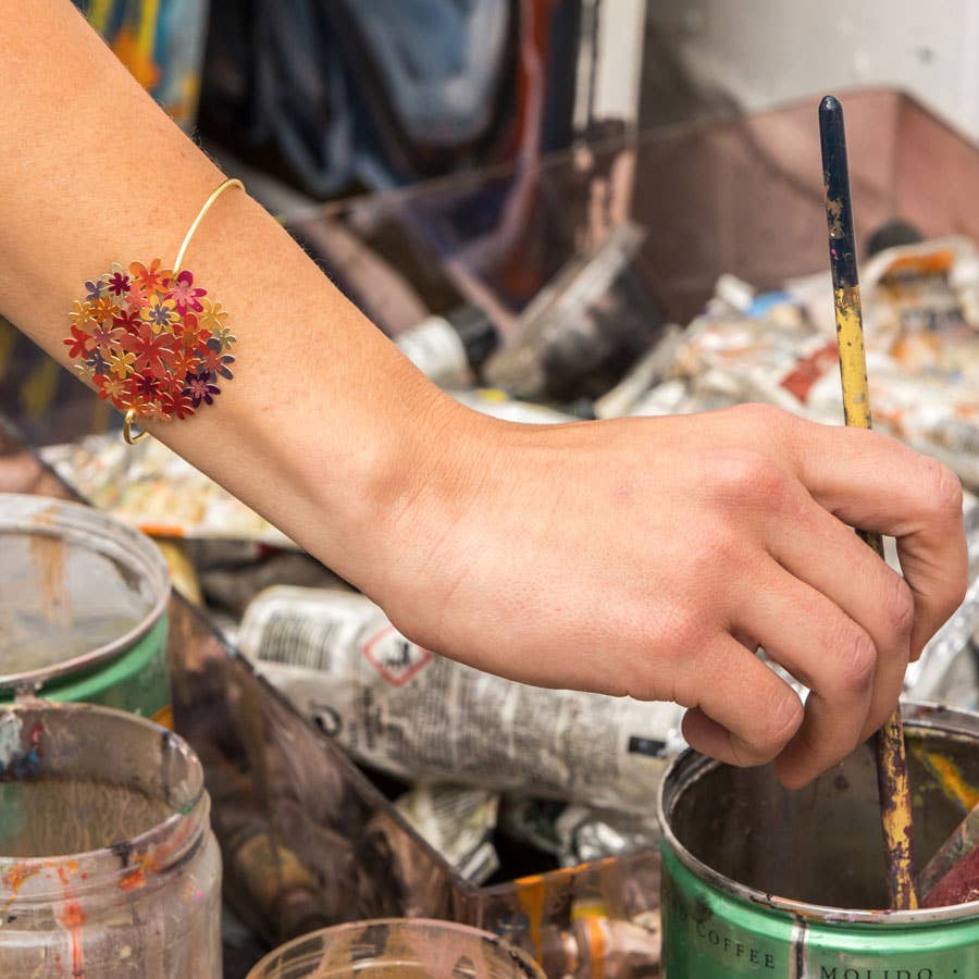 RAS - Wholesale Cuff Bracelet - Bouquet Orange Gold Plated Click Bracelet1