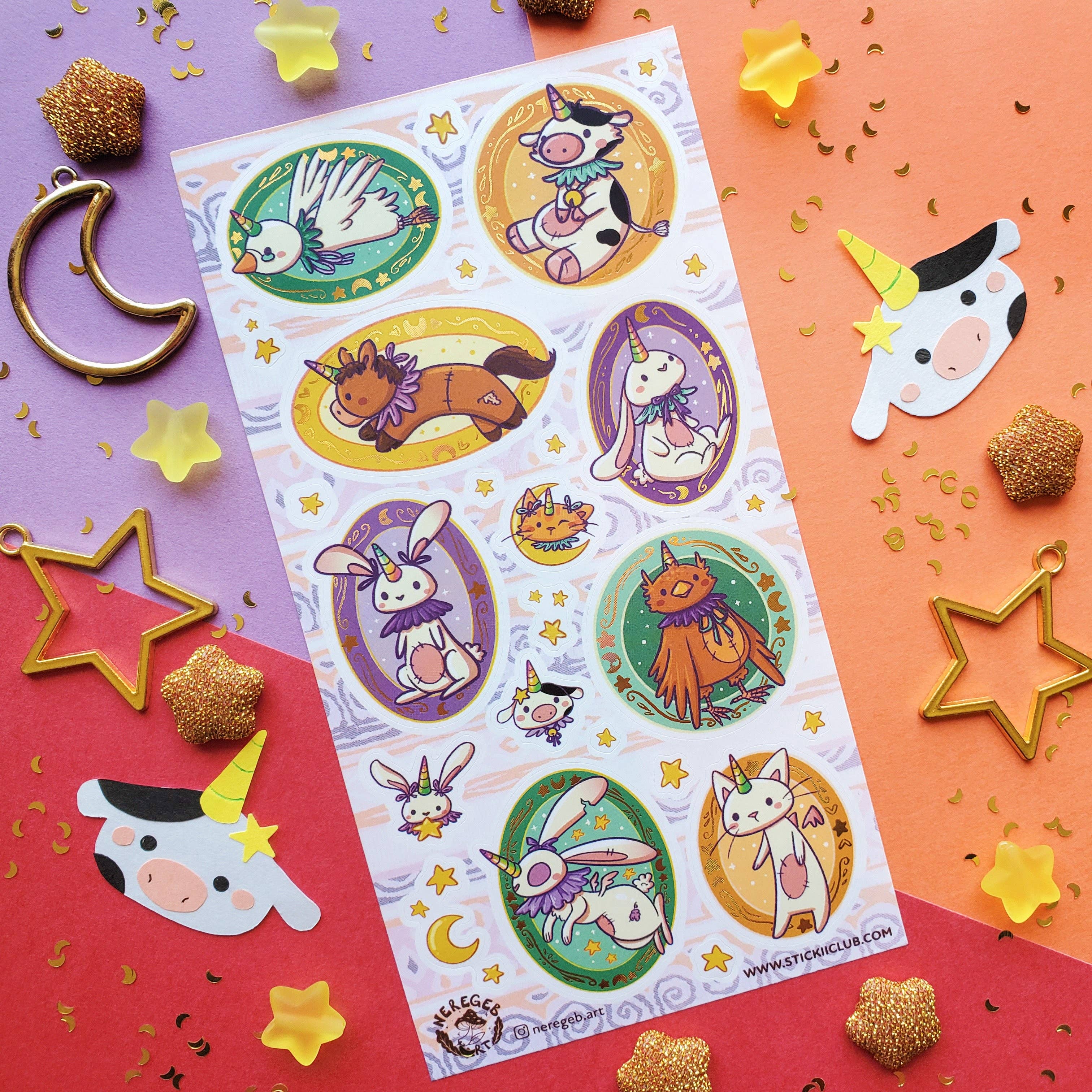 STICKII - Wholesale Sticker - Unicorn Land Critters Sticker Sheet2