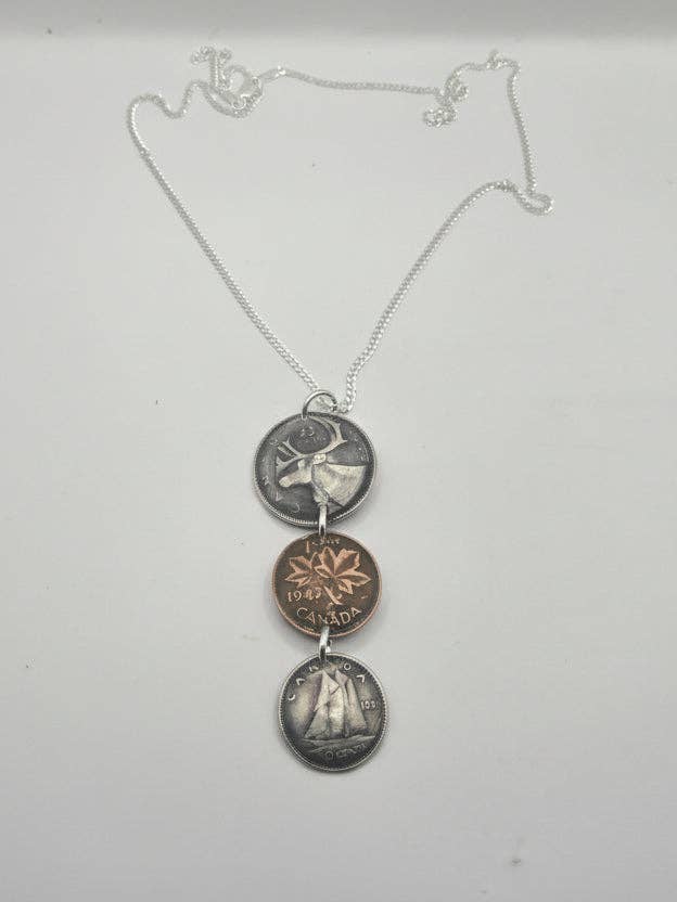 Triple Coin Silver Necklace for wholesale by Lost Things Artisan Jewelry
