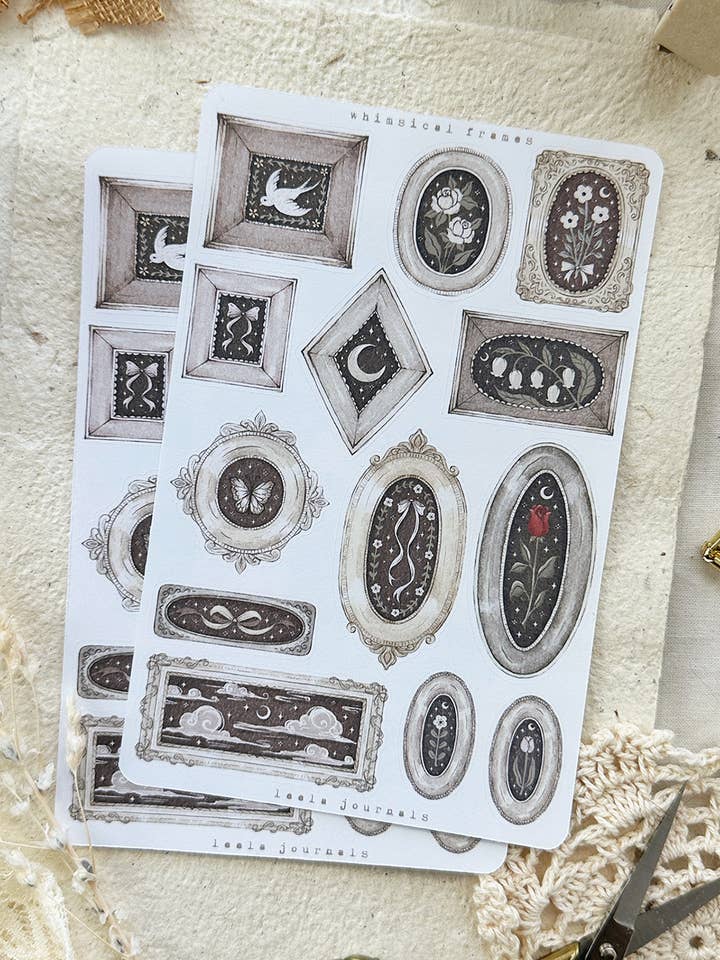 finurlige rammer klistermærke ark for engroshandel hos leelajournals