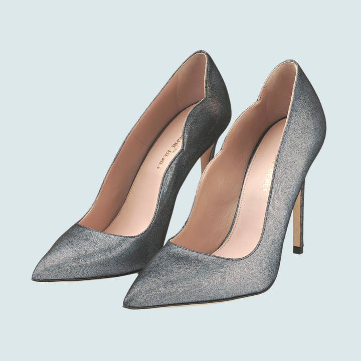 ICONIC TIMELESS PUMPS IN BLACK HOLOGRAM LEATHER for wholesale by SOPHIE BENEL PARIS