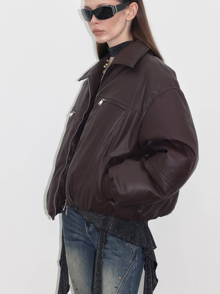Down Puffer Leather Jacket for wholesale by Prod Bldg