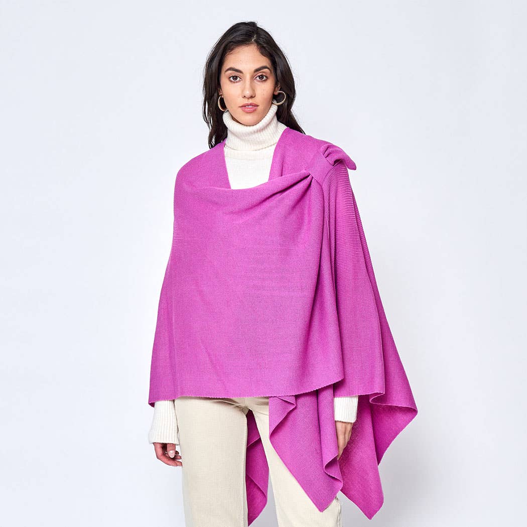 Fashion City - Wholesale Poncho - Women's - Solid Ruana with Shoulder Strap31