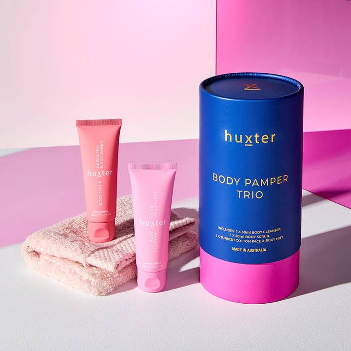 Huxter - Wholesale Bath & Body Set - Body Pamper Trio | Cobalt Blue with Fuchsia1