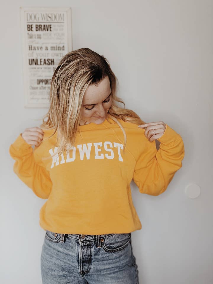 Gold Midwest Fleece Crewneck for wholesale by Flo's Printing House