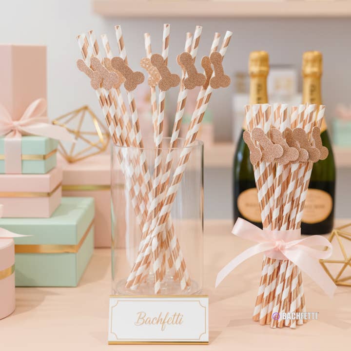 BachFetti - Wholesale Drinking straw - Bachelorette Party Paper Straws – Pack of 6 Glitter Stirrers6