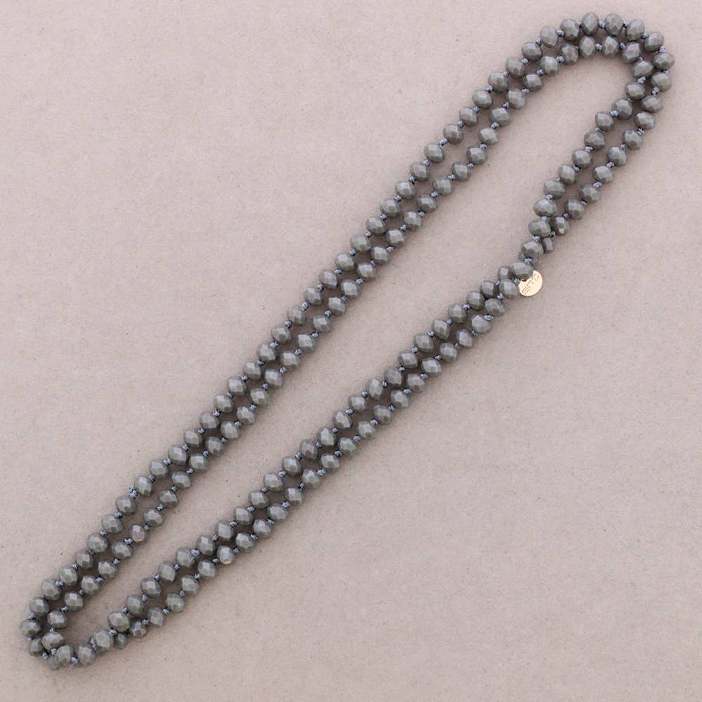 Sonata – wholesale Snap jewellery – Long Necklace with Knots and Faceted Crystal Beads 1.2M*8mm (A)6