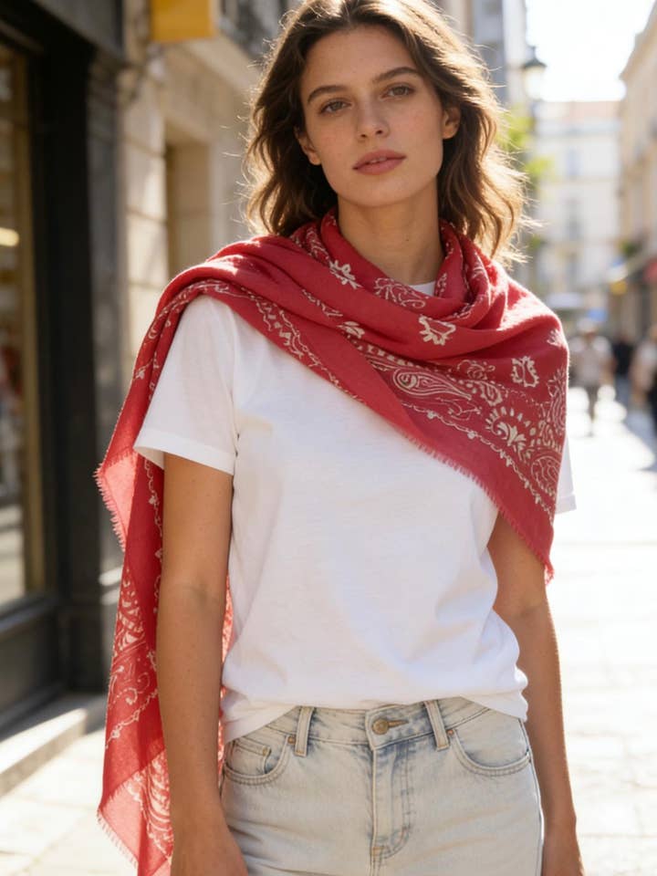 46735-K10 Large square scarf 110*110 bandana pattern for wholesale by LINETA