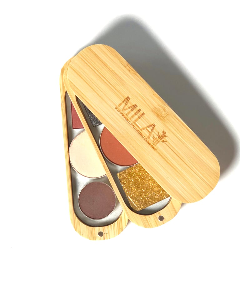 Mila Sustainable Packaging Company - Wholesale Makeup Storage Box - Double Stacked Refillable Bamboo Cosmetic Palette1