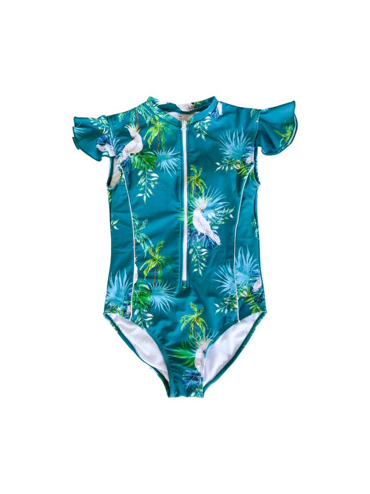 Tribe Tropical - Wholesale One Piece Swimsuit - Kids - Baby / Toddler Frill Sleeve Swimsuit - Hamilton Island5