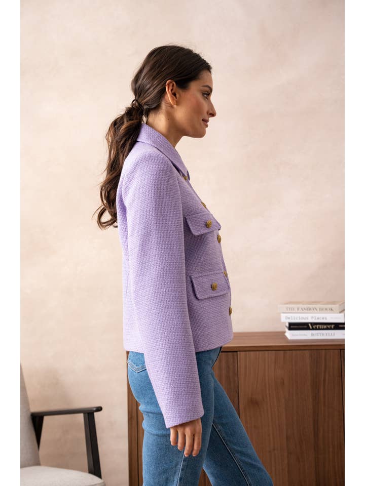 Attentif Paris - Wholesale Jacket - Women's - Straight cut plain tweed jacket40