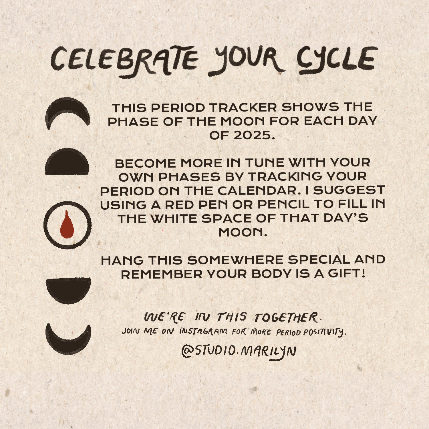Studio Marilyn - Wholesale Calendar - Period Tracker Moon Calendar - Light5