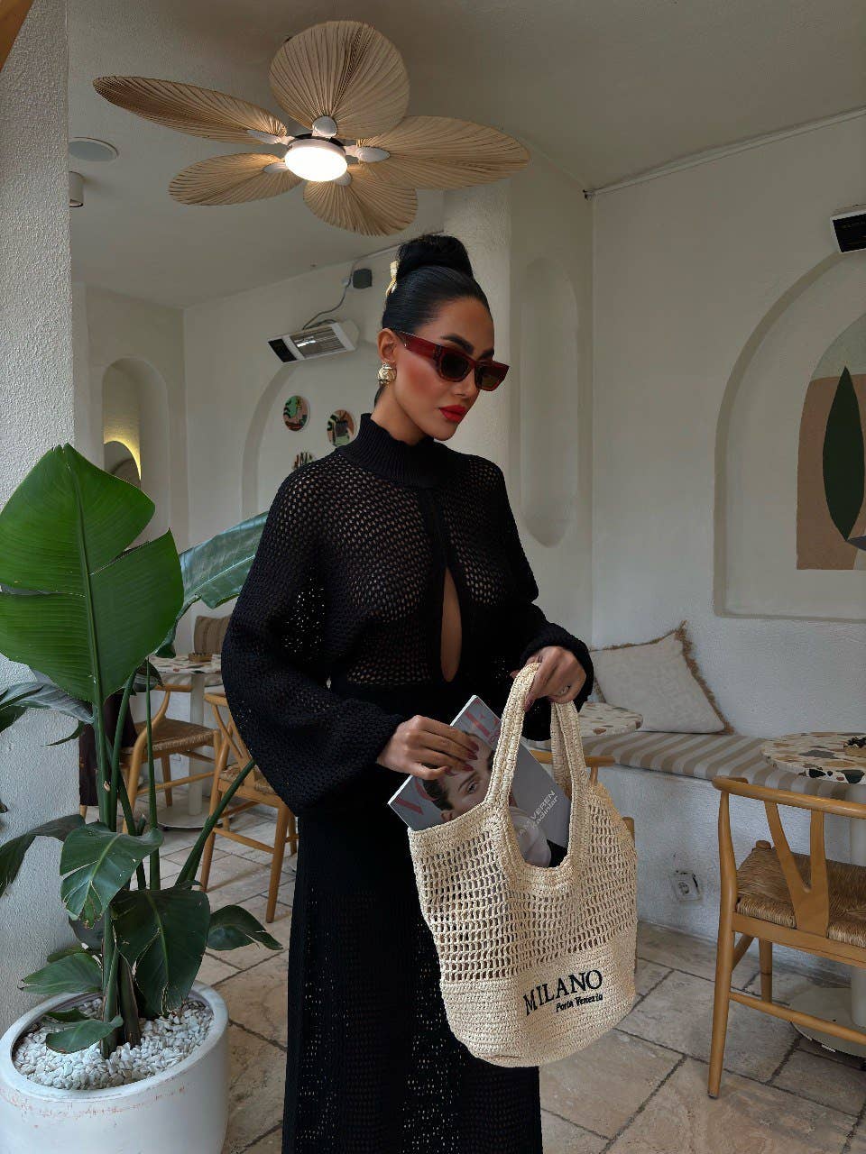 Design company-Fatma Balkir - Vendita all'ingrosso Vestito - Donna - Abito Lungo in Maglia con Scollo a V Profondo e Colletto Strutturato-boho3