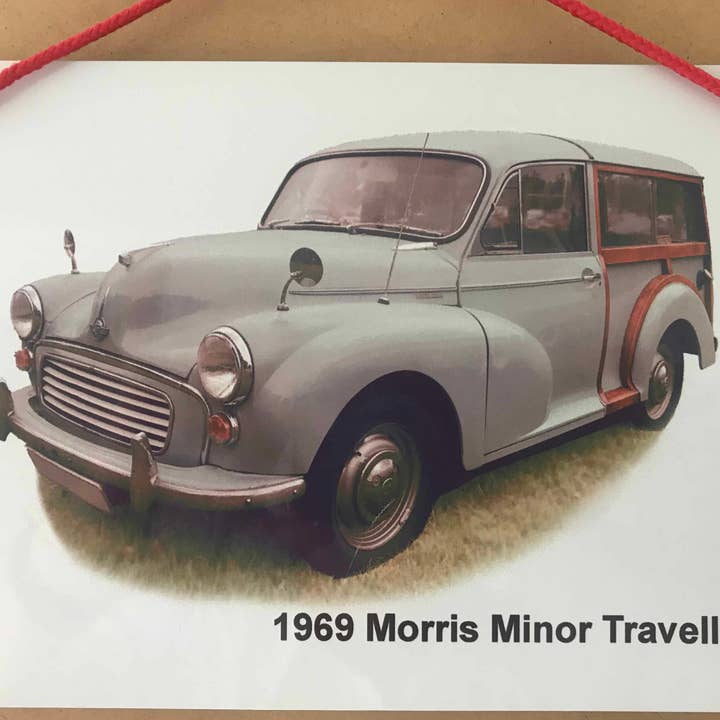 Morris Minor Traveller 1969 (P-Blue) - Plaque (8.25x5.75in) for wholesale by Witherden's Workshop