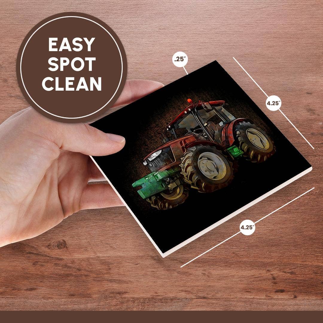 3dRose - Wholesale Coasters - 3dRose, Funny Illustration of a Tracktor for Farmer and Agriculture, Coaster6