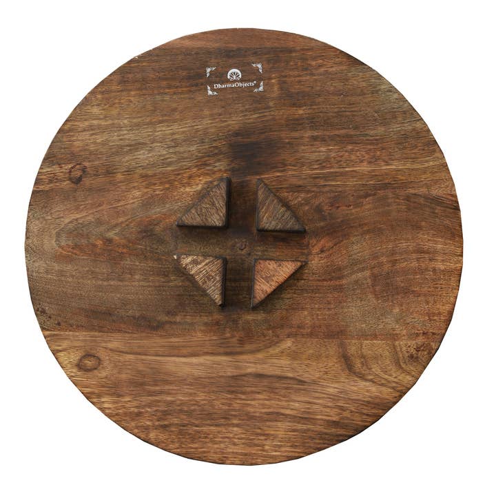Lungta Imports - Wholesale Vase - Hand Carved Wooden Round Meditation Table. Altar Table. Prayer Table. Puja. Shrine Table . Side or End Table 19 Inches High7