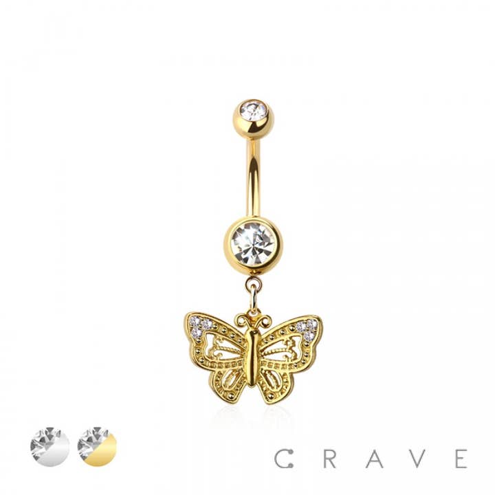 316L CHIRURGENSTAHL MULTI CZ SCHMETTERLING BAUCHNABELPIERCING für den Großhandel von CRAVE