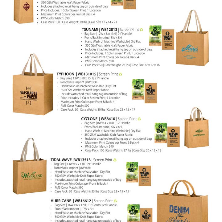 Graphic Washable Paper Bag WBVine1 for wholesale on Faire
