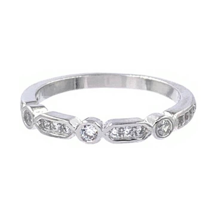 925 Sterling Silver White CZ Half Eternity Ring for wholesale by Nisso & Co. NYC Jewelry Wholesale