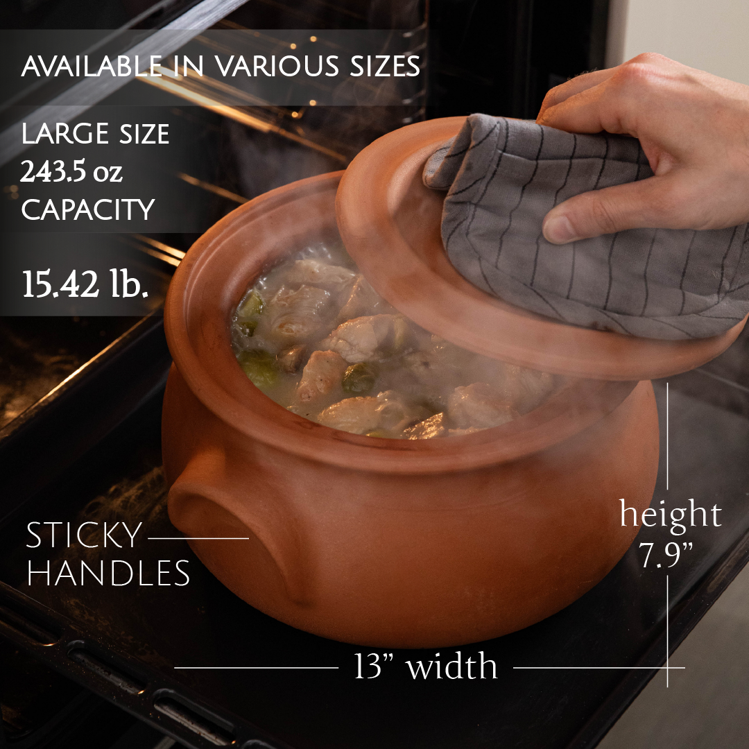 Hakan - Wholesale Cooking Pot - Hakan Suphan Handmade Clay Cooking Pot with Lid, Unglazed 8