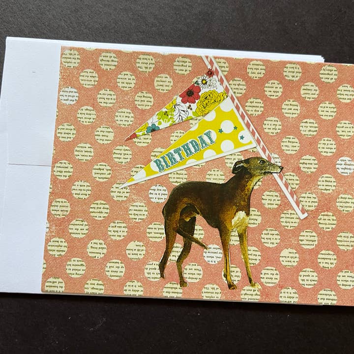 Greyhound Happy Birthday Note Card for wholesale by ZouZou's Basement