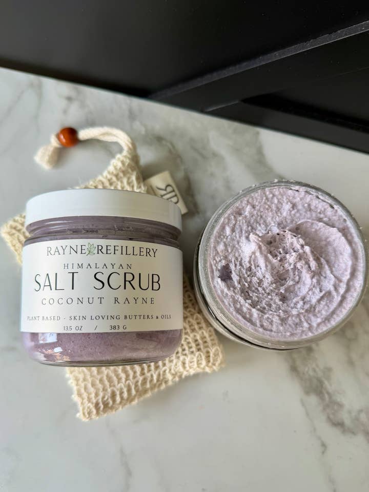 Coconut Rayne Pink Himalayan Salt Scrub - Whipped Exfoliating Body Scrub for wholesale by Rayne Refillery