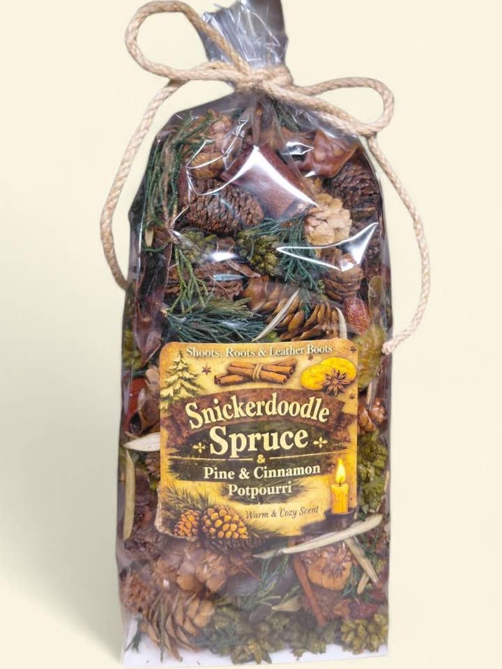 Snickerdoodle Spruce Handcrafted Potpourri. for wholesale by Shoots, Roots & Leather Boots