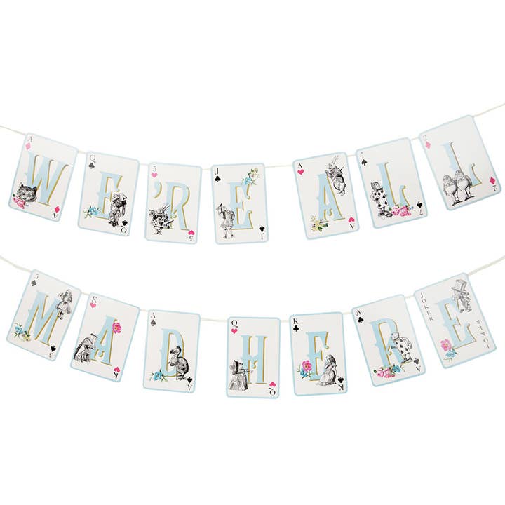 Alice in Wonderland 'We're All Mad Here' Bunting | 3m |Tea | for wholesale by Talking Tables UK