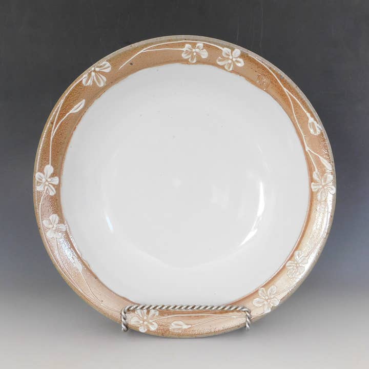 Fine Mess Pottery - Wholesale Serve Bowl - Pasta Serving Bowl. Flax Blossoms0