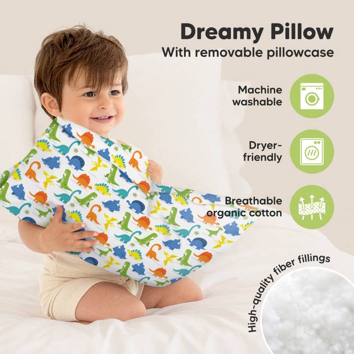 Dino feliz Almohada para niños pequeños de 13 x 18 pulgadas con funda de almohada de venta al por mayor en Faire3