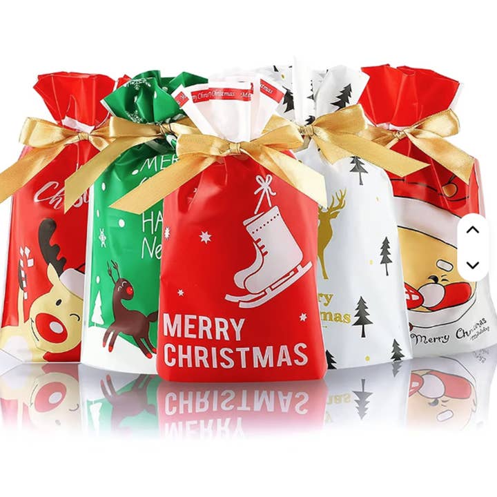 Happy PoP - Wholesale Gift Bag - Reusable Christmas Themed Drawstring Gift Bags - Assorted