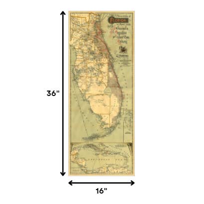 HomeRoots – wholesale Poster – 16"x 36" Map of Jacksonville Florida Vintage Poster Wall Art