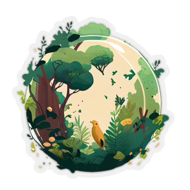 Waterproof Vinyl Sticker - Adorable Nature Scene Round for wholesale by Smartstead Homestead