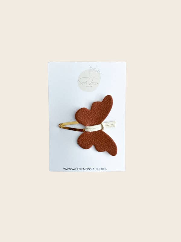 Barrette Papillon - Marron pour la vente par Sweet Lemons Atelier