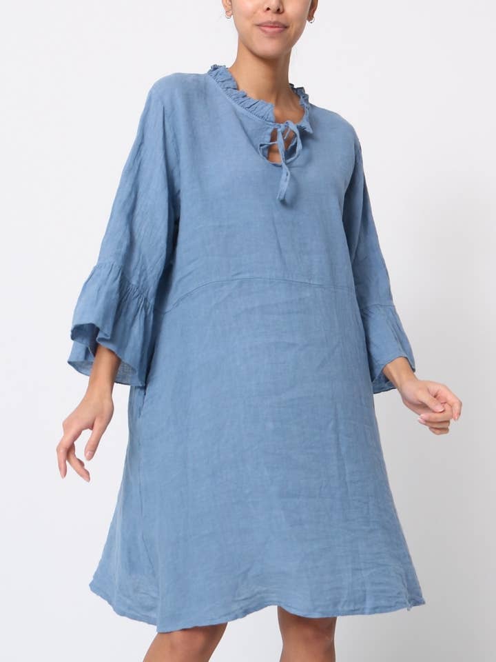 LÉA & LUC - Wholesale Dress - Women's - Short dress in 100% linen REF.1344