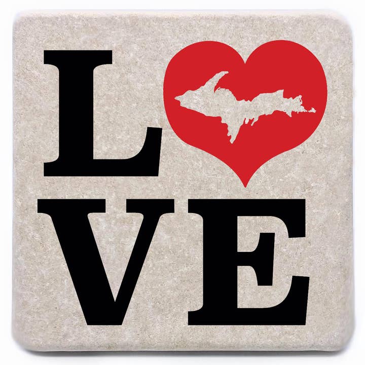 Upper Peninsula Michigan Love Stone Coaster for wholesale by Noomoon