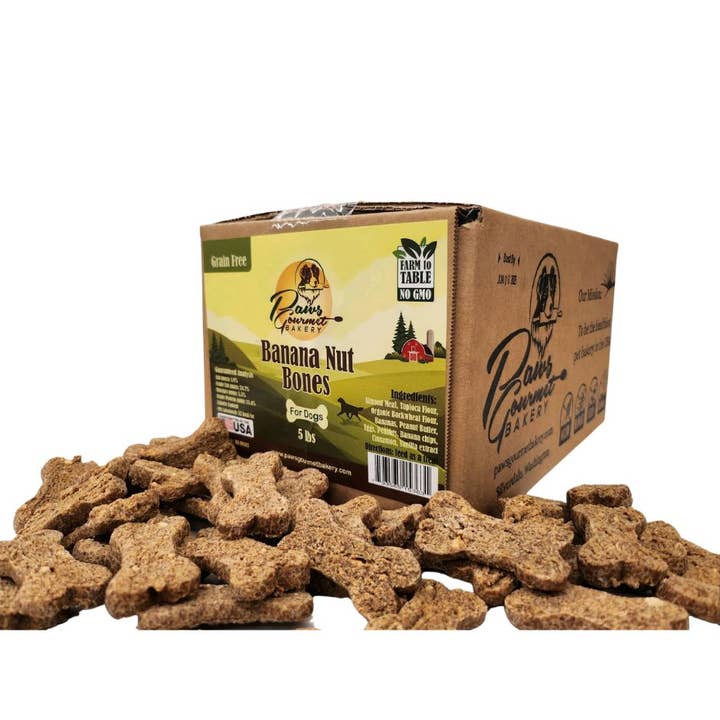 Paws Gourmet Bakery Banana Nut Bones Dog Treats (GF) 5-lb for wholesale by Paws Gourmet Bakery