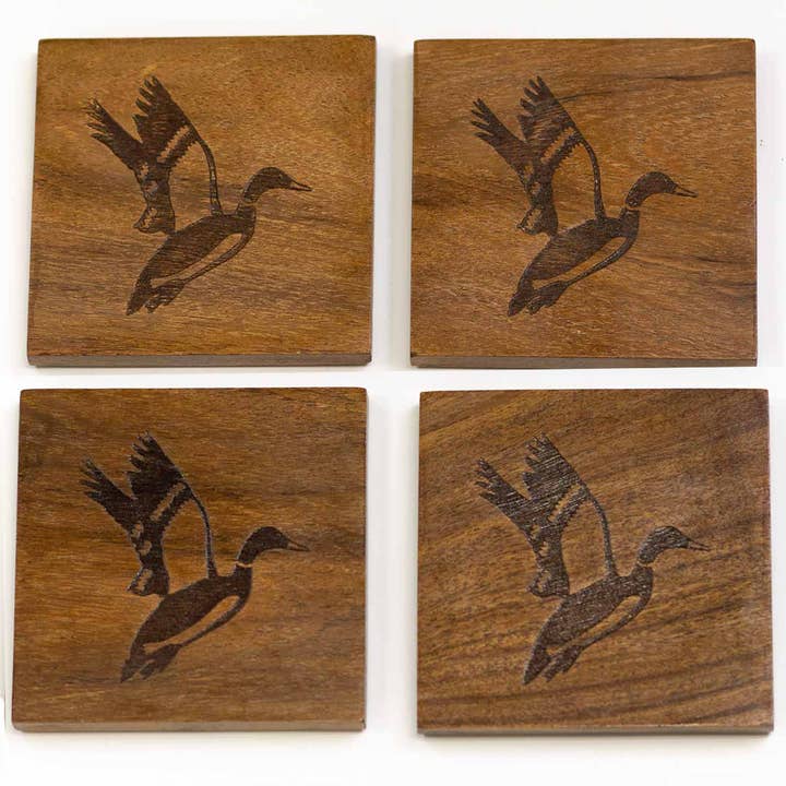 The Royal Standard - Wholesale Coasters - Duck Etched Wood Coasters Natural 4x4