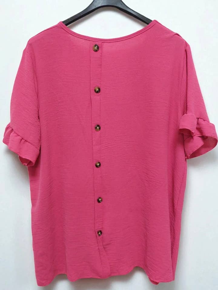 Miss Bold - Vente Chemisier – femme - Haut à manches courtes à volants avec détail de boutons au dos et col rond12