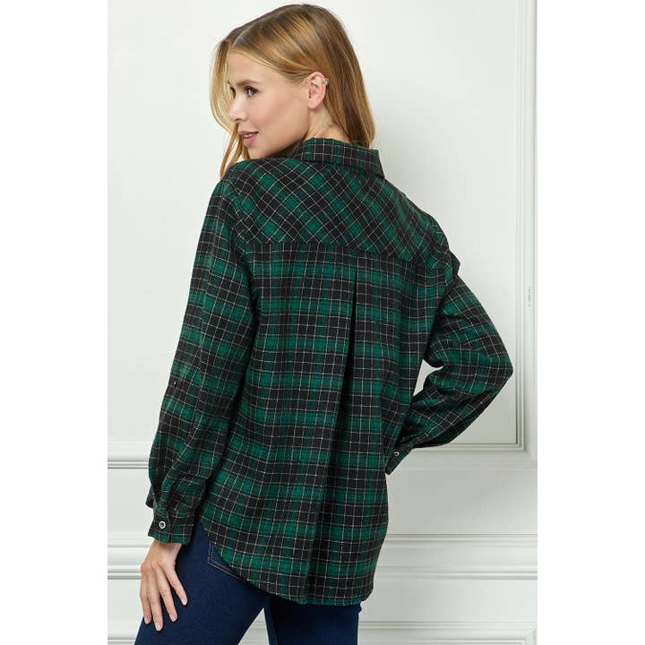 GRBKI PLAID FLANNEL ROLL SLEEVES COLLAR NECK SHIRTS for wholesale on Faire3