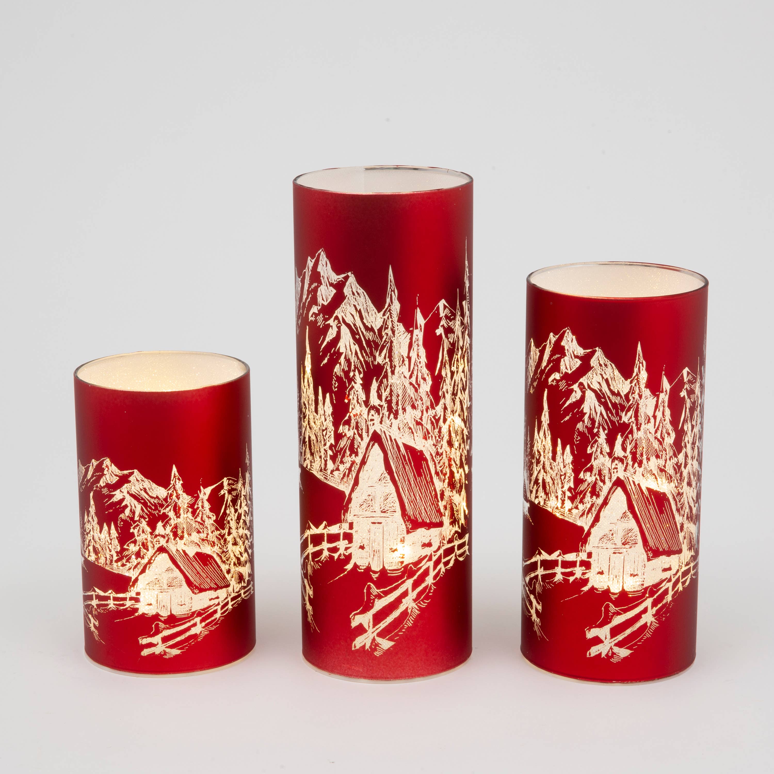 The Gerson Companies - Wholesale Christmas Decoration - Gerson Christmas S/3 B/O Lighted Glass Village Scene Design1