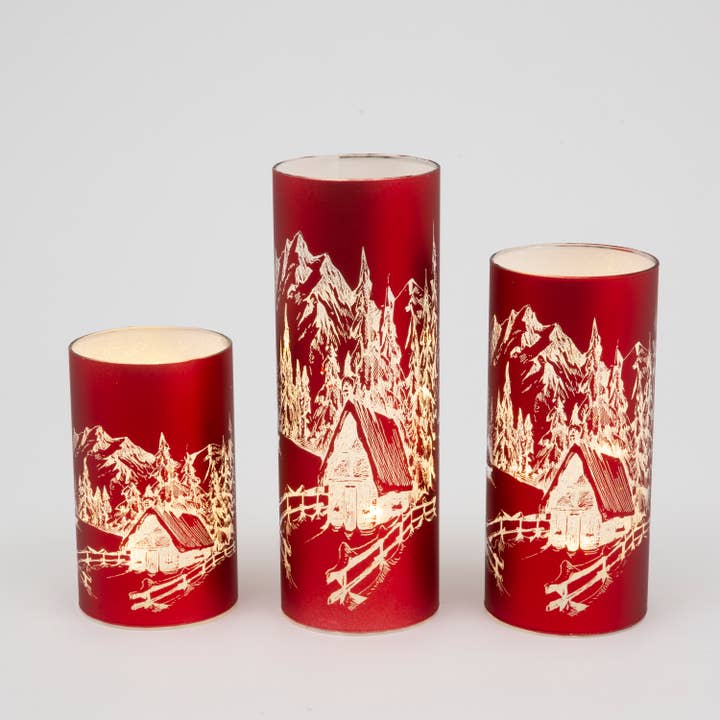 The Gerson Companies - Wholesale Christmas Decoration - Gerson Christmas S/3 B/O Lighted Glass Village Scene Design1