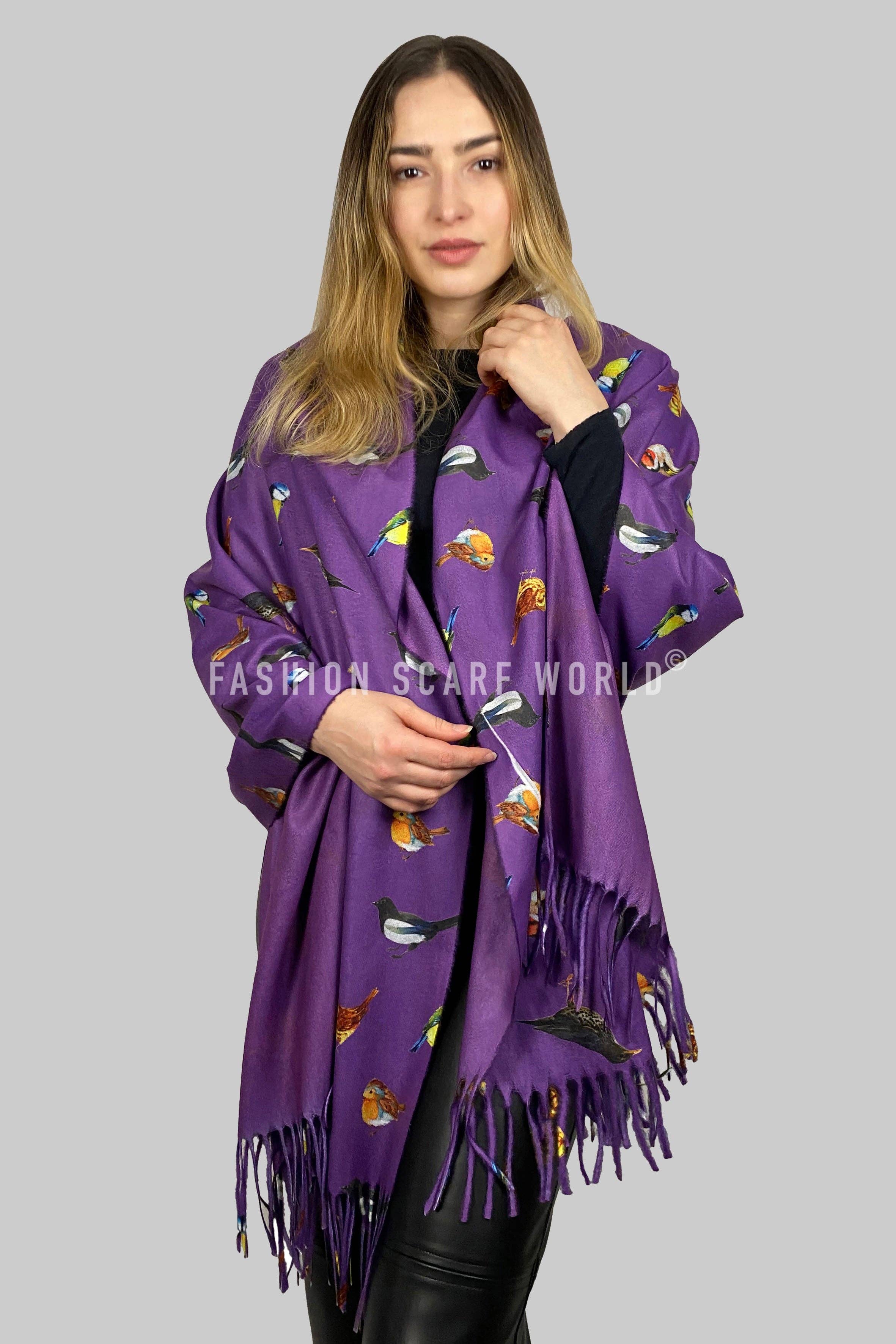 Fashion Scarf World - Wholesale Sjaal - Dames - Sjaal met kwastjes en print van British Wildlife Birds11